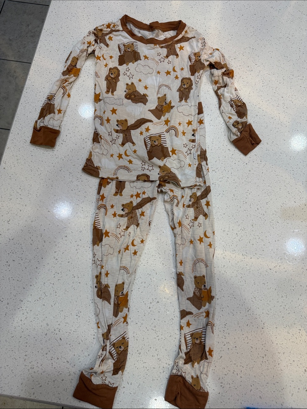 3T Little Sleepies Brown & Cream Bear Print Pajama Set